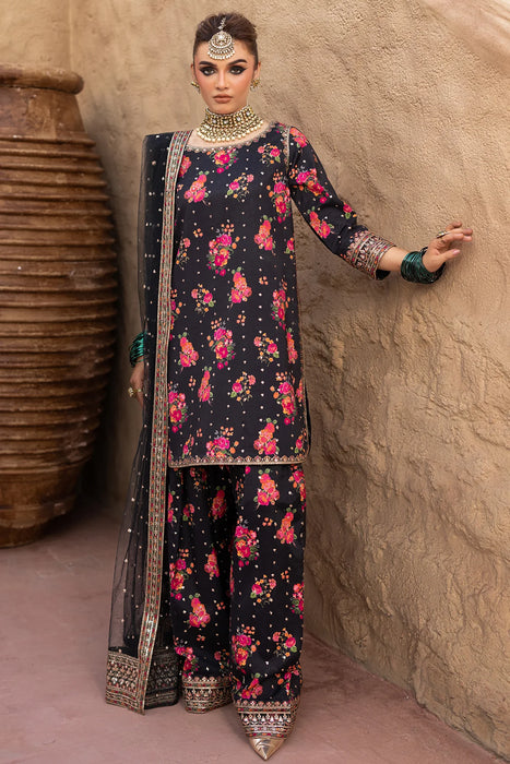 3-PC EMBROIDERED RAW-SILK SUIT CMA-5-029A