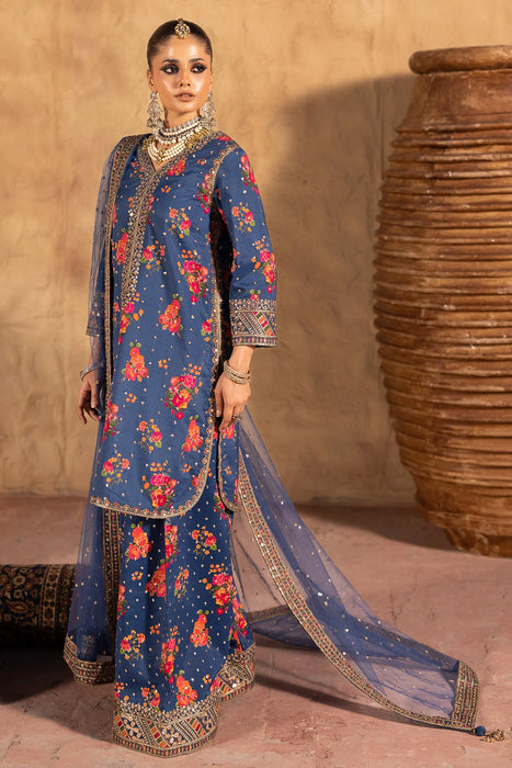 3-PC EMBROIDERED RAW-SILK SUIT CMA-5-031