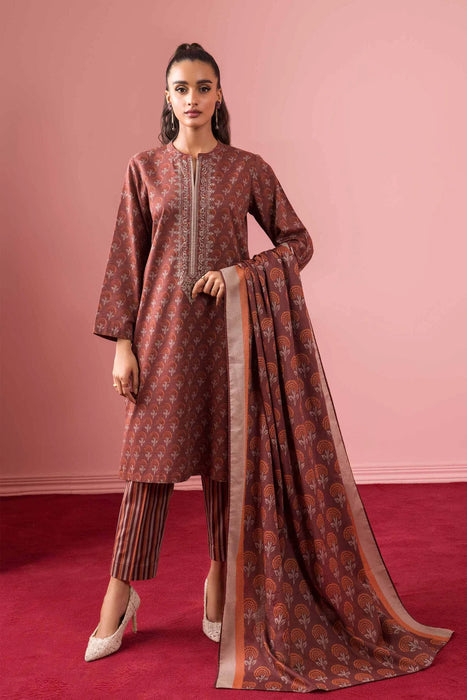 3 PIECE PRINTED EMBROIDERED SUIT