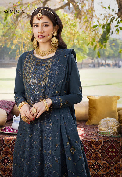 AJMQ-10 EMBROIDERED CHANDERI COTTON 3 PCS