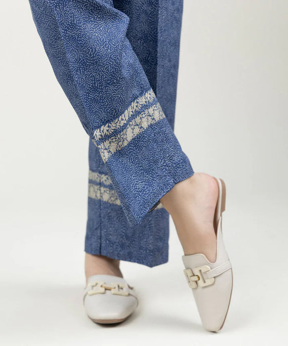 PRINTED LINEN STRAIGHT PANTS