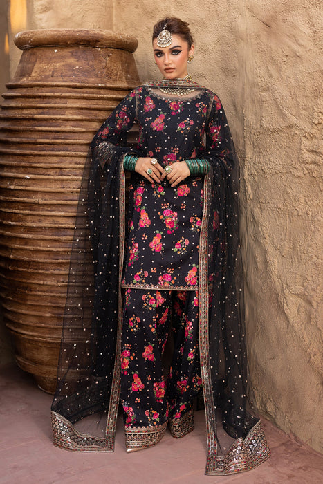 3-PC EMBROIDERED RAW-SILK SUIT CMA-5-029A