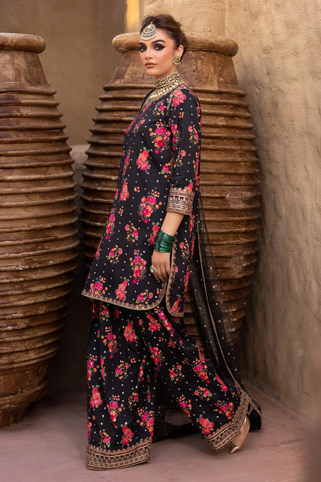 3-PC EMBROIDERED RAW-SILK SUIT CMA-5-029A