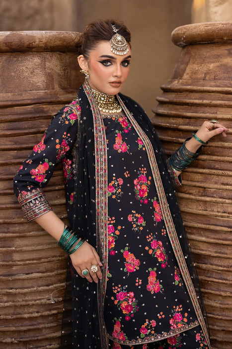 3-PC EMBROIDERED RAW-SILK SUIT CMA-5-029A