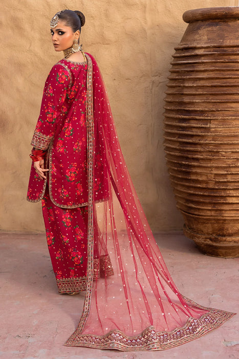 3-PC EMBROIDERED RAW-SILK SUIT CMA-5-028