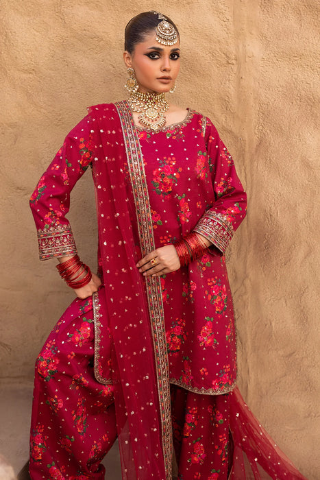 3-PC EMBROIDERED RAW-SILK SUIT CMA-5-028