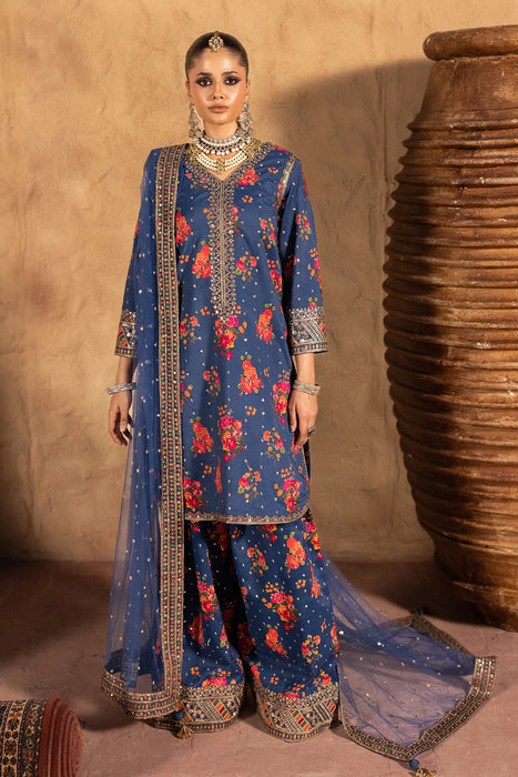 3-PC EMBROIDERED RAW-SILK SUIT CMA-5-031