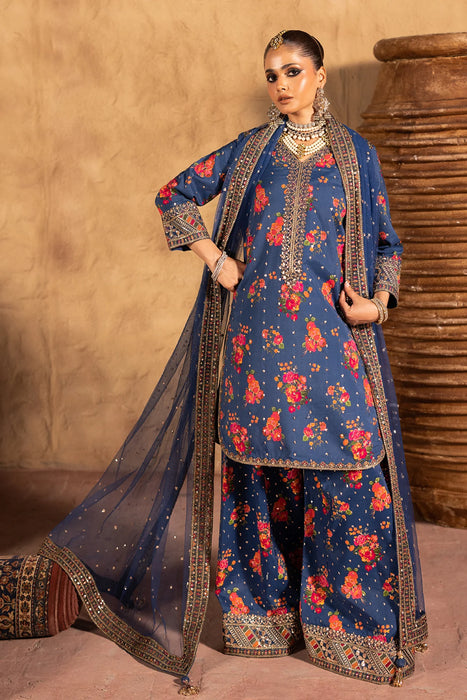 3-PC EMBROIDERED RAW-SILK SUIT CMA-5-031
