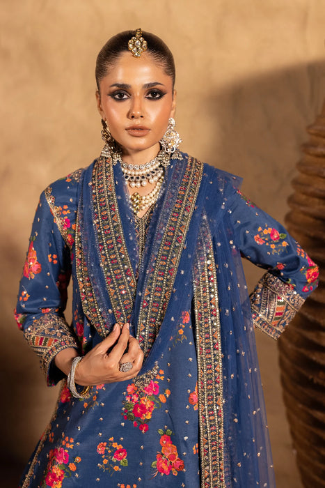 3-PC EMBROIDERED RAW-SILK SUIT CMA-5-031