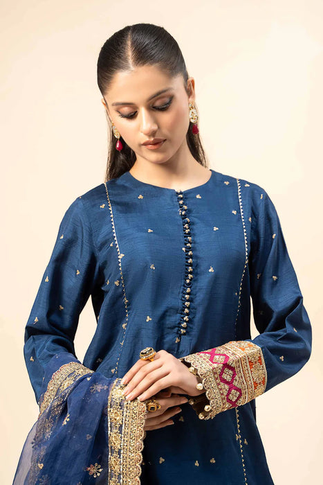 3 Piece Embroidered Raw Silk Suit | SF-W24-04