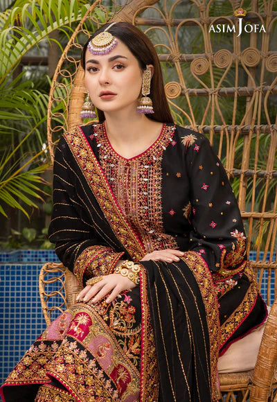 AJHJ-19 EMBROIDERED VISCOSE RAW SILK 3 PCS