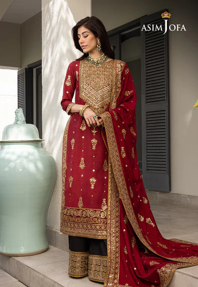 AJJH-02 EMBROIDERED RAW SILK 3 PCS