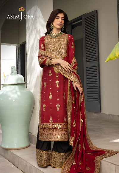 AJJH-02 EMBROIDERED RAW SILK 3 PCS