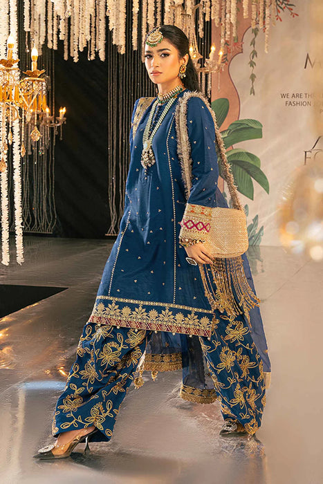 3 Piece Embroidered Raw Silk Suit | SF-W24-04