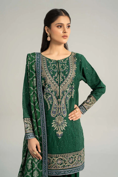 3 Piece Embroidered Khaddar Suit | DW-W24-12