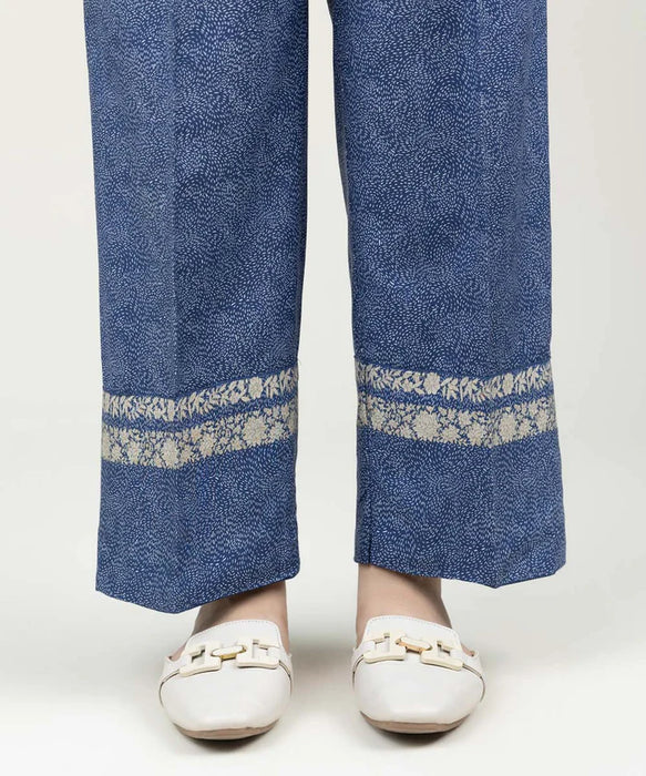 PRINTED LINEN STRAIGHT PANTS