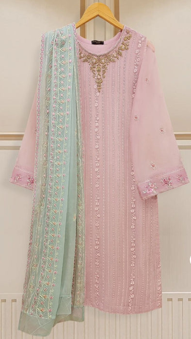 Agha Noor 3 Piece Pure Chiffon Pink