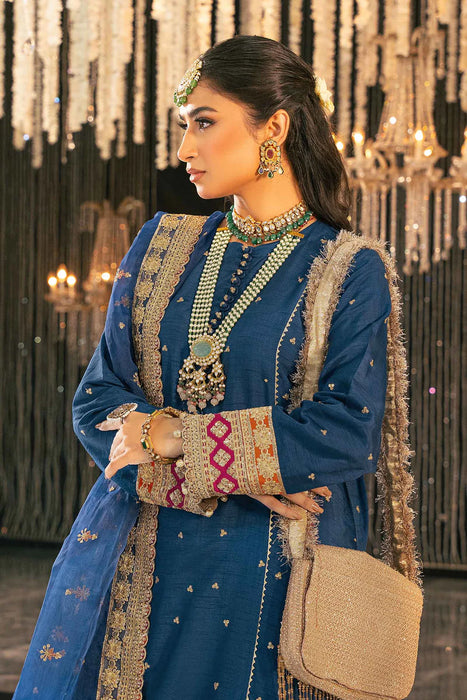 3 Piece Embroidered Raw Silk Suit | SF-W24-04