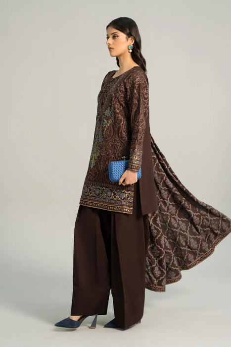 3 Piece Embroidered Khaddar Suit | DW-W24-12