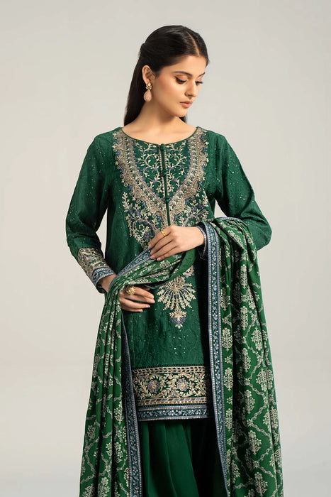 3 Piece Embroidered Khaddar Suit | DW-W24-12