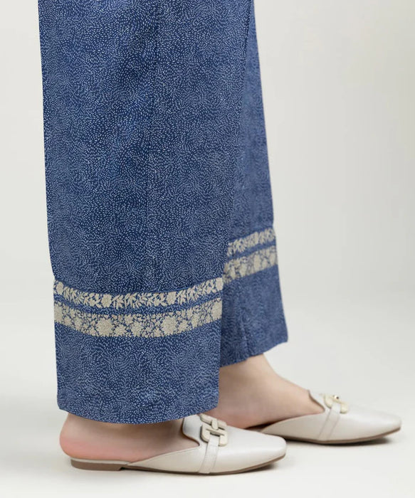 PRINTED LINEN STRAIGHT PANTS