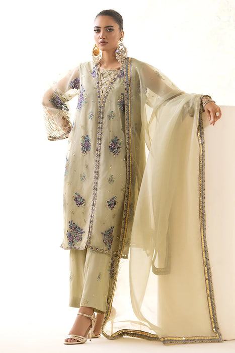 3-PC Embroidered Organza Shirt with Organza Dupatta and Trouser CMA-4-24