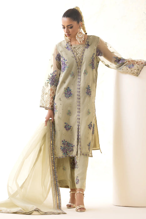 3-PC Embroidered Organza Shirt with Organza Dupatta and Trouser CMA-4-24