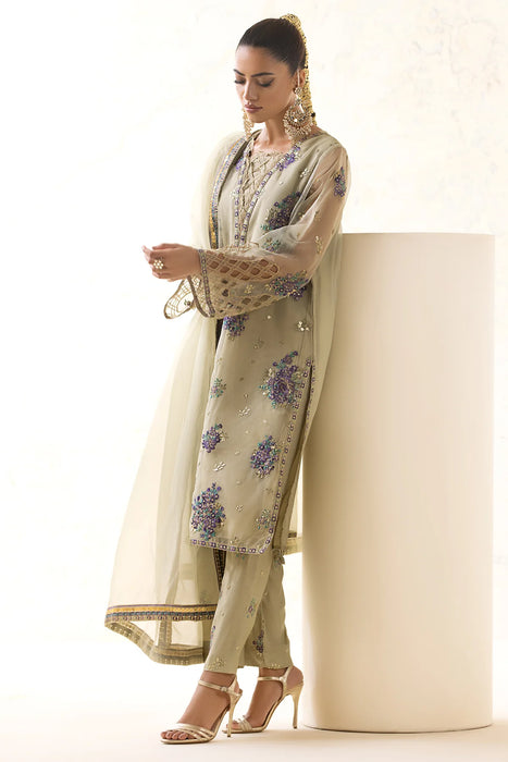 3-PC Embroidered Organza Shirt with Organza Dupatta and Trouser CMA-4-24