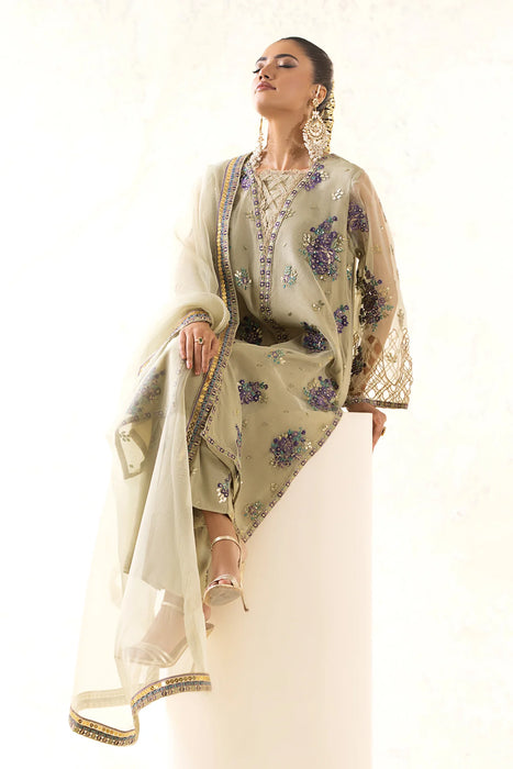 3-PC Embroidered Organza Shirt with Organza Dupatta and Trouser CMA-4-24