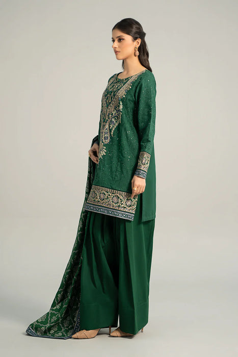 3 Piece Embroidered Khaddar Suit | DW-W24-12