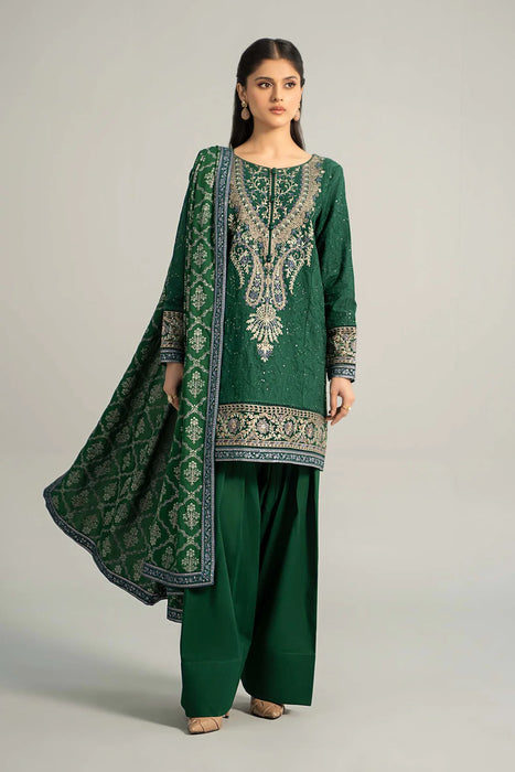 3 Piece Embroidered Khaddar Suit | DW-W24-12