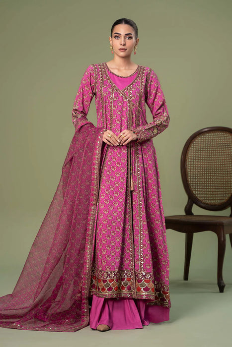 3 Piece Embroidered Linen Suit | DW-W24-128