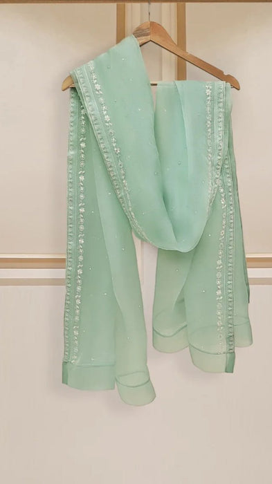 Agha Noor 3 Piece Pure Cotton Net Pistachio Green