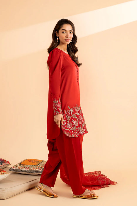 Embroidered Silk Shirt with Organza Dupatta and Trouser CNP-4-14S 3-PC