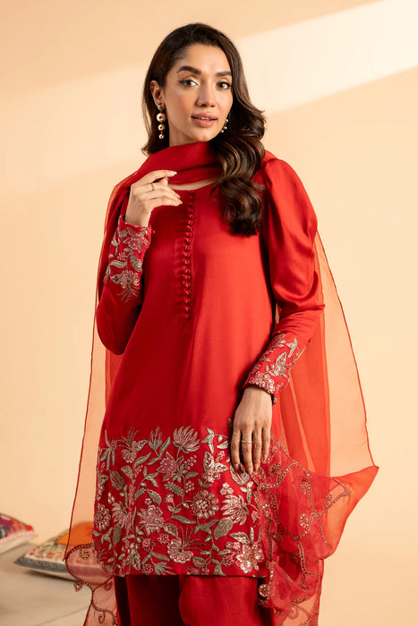 Embroidered Silk Shirt with Organza Dupatta and Trouser CNP-4-14S 3-PC