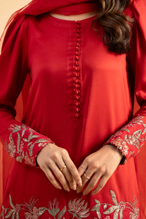 Embroidered Silk Shirt with Organza Dupatta and Trouser CNP-4-14S 3-PC