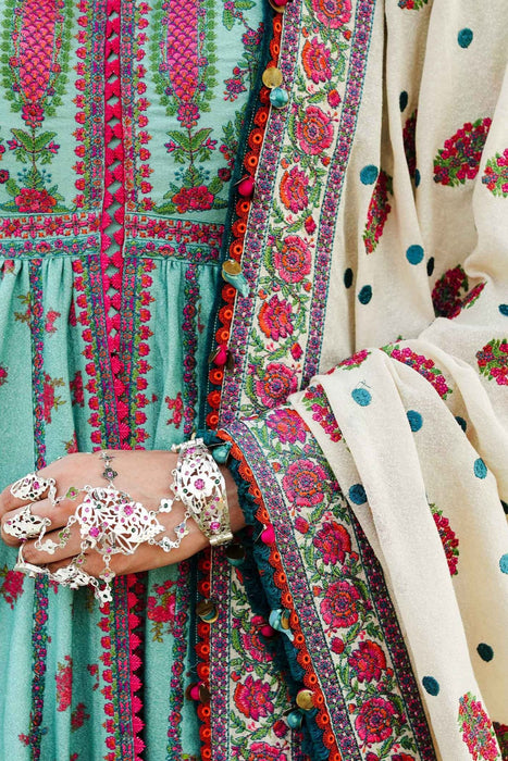 Embriodered karandi Stitched with dupatta and Sharara