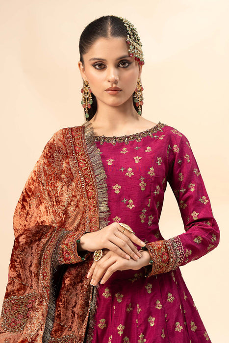 3 Piece Embroidered Raw Silk Suit